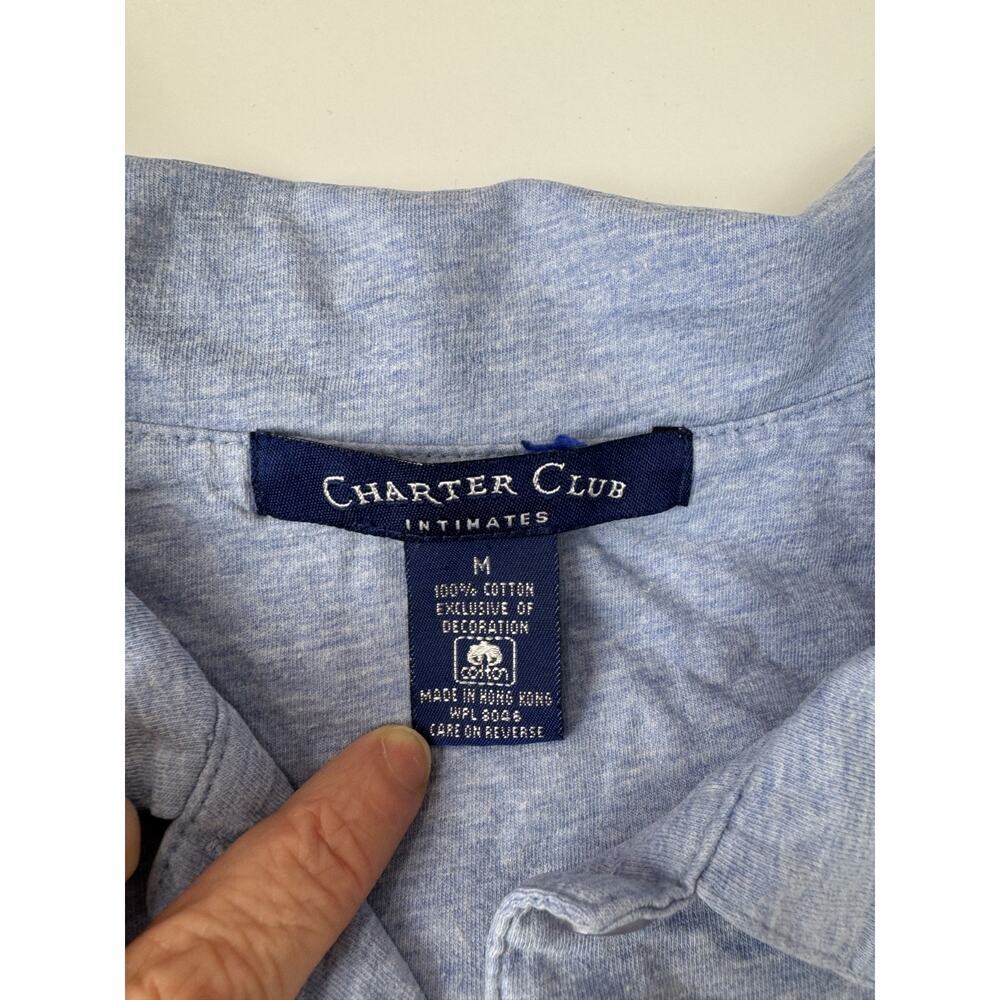 Charter Club Women's Pajamas Set 100% Cotton Blue Button-Up Flannel Cozy Medium - Picture 4 of 8